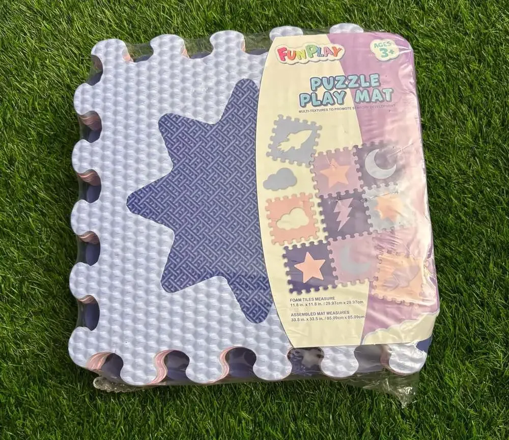 FunPlay Puzzle Play Mat 11.8 in x 11.8 in Multi-Texture Foam Tiles